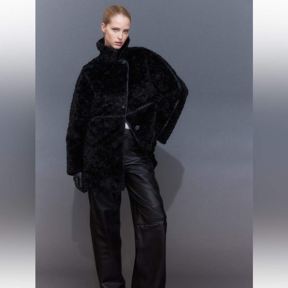 Fluffy Loose-Fit Coat with Notched Lapels